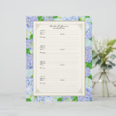 Wedding Gästebuch Blue Hydrangea Lace Floral (Stehend Vorderseite)