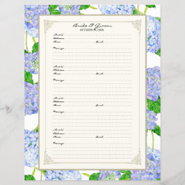 Wedding Gästebuch Blue Hydrangea Lace Floral Flyer