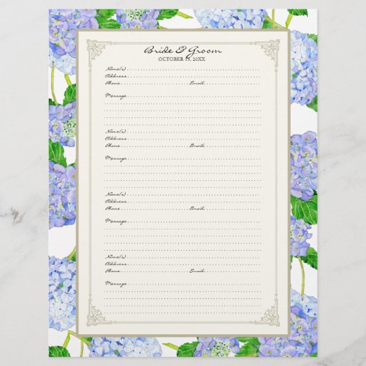 Wedding Gästebuch Blue Hydrangea Lace Floral Flyer (Vorne)