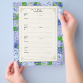 Wedding Gästebuch Blue Hydrangea Lace Floral Flyer (Hand)