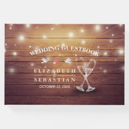 Wedding Gästebuch Champagne Brillen Wood Lights