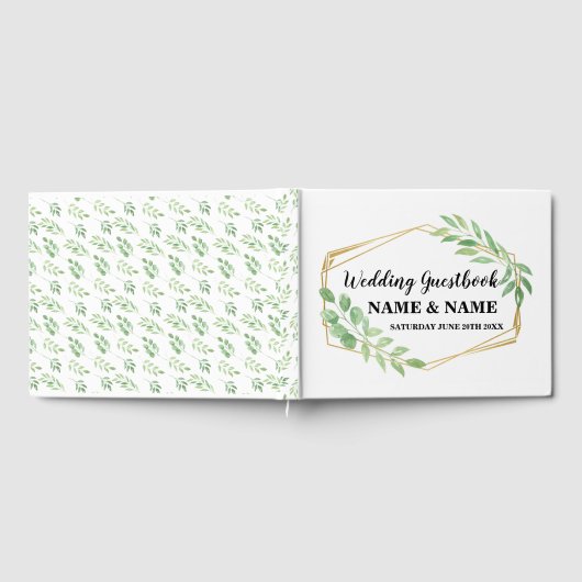 Wedding Gästebuch Gold Frame Greenery Leaf (Voll)