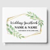 Wedding Gästebuch Gold Frame Greenery Leaf (Vorderseite)