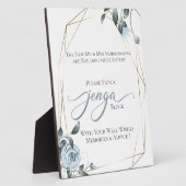 Wedding Gästebuch Jenga Piece Dusty Blue Floral Fotoplatte (Seite)