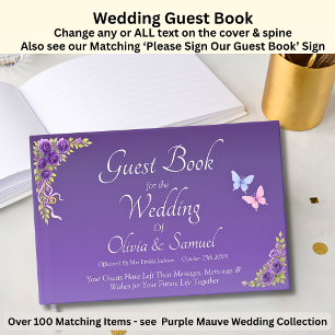 Wedding Gästebuch Lila Mauve Blume & White
