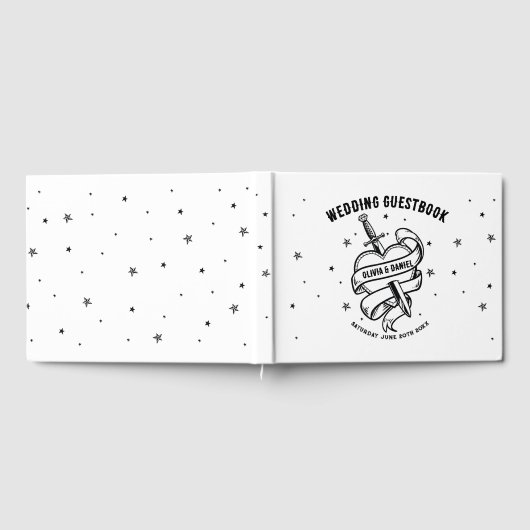 Wedding Gästebuch Tattoo Herz Schwarz-weiß (Voll)