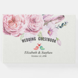 Wedding Gästebuch Watercolor Boho Floral Feather
