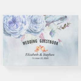Wedding Gästebuch Watercolor Boho Floral Feathers