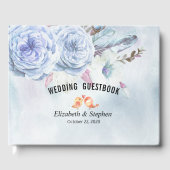 Wedding Gästebuch Watercolor Boho Floral Feathers (Vorderseite)