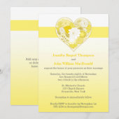 Wedding | gelb, Blumen| Herz des Weiß-| Ombre | Einladung (Vorne/Hinten)