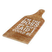 WEDDING GIFT CUTTING BOARD PADDLE, ICH BIN DER BOS SCHNEIDEBRETT (Ecke)