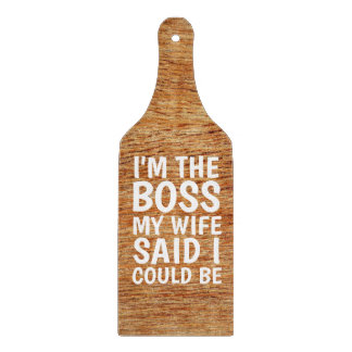 WEDDING GIFT CUTTING BOARD PADDLE, ICH BIN DER BOS SCHNEIDEBRETT