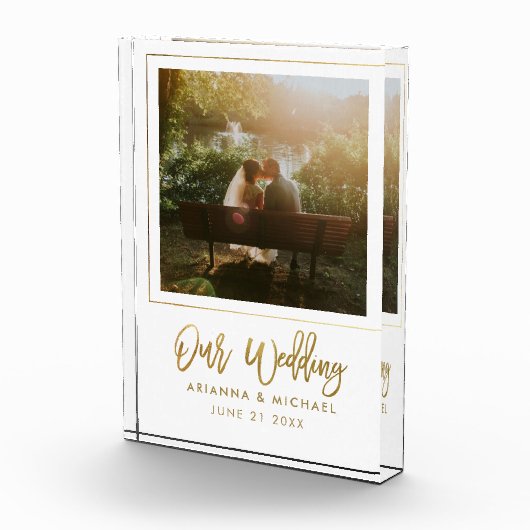 Wedding Gift Keepsake Gold Script Newlyweds Fotoblock (Rechts)