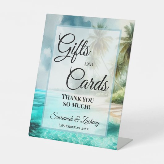 Wedding Gifts & Cards Thank You Tropical Beach Sockelschild (Vorderseite)