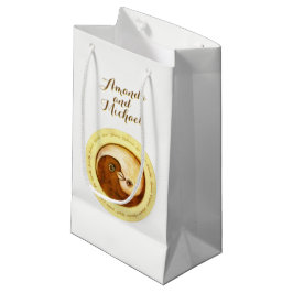 WEDDING GLOSSY GIFT BAG klein. Gold YinYang Tauben Kleine Geschenktüte