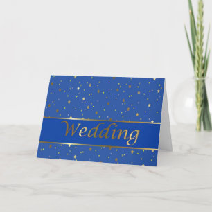 Wedding Glückwunsch-Goldsterne auf blauer Karte