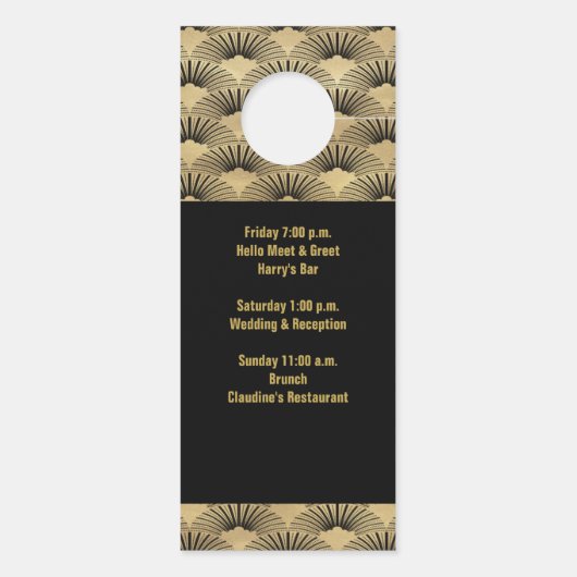 Wedding Gold Art Deco Willkommensveranstaltung Türanhänger (Rückseite)