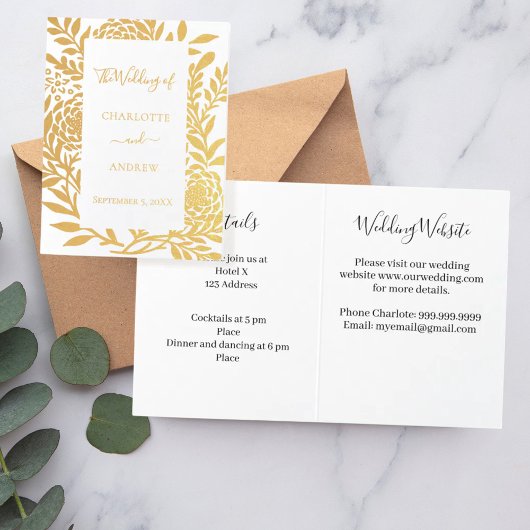 Wedding gold botanical website details luxury folienkarte