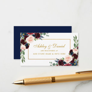 Wedding Gold Burgundy Blue Registrierungseingabeka Begleitkarte