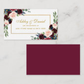 Wedding Gold Burgundy Blue Registry Insert Card B (Vorne/Hinten)