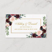 Wedding Gold Burgundy Blue Registry Insert Card B (Vorderseite)