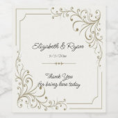Wedding Gold Filigree Ivory Elegant Weinetikett (Einzelnes Label)