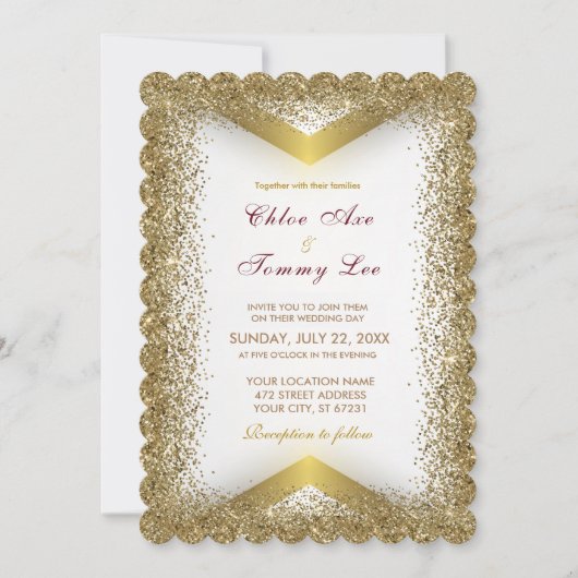 Wedding Gold Glitter Invitation Einladung (Vorderseite)