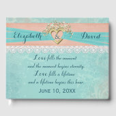 Wedding Gold Heart and Ribbon Gästebuch (Vorderseite)