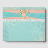 Wedding Gold Heart and Ribbon Gästebuch (Rückseite)