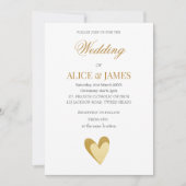 Wedding Gold Hearts Einladung (Vorderseite)