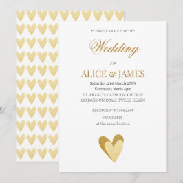 Wedding Gold Hearts Einladung