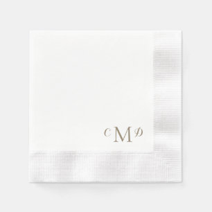 Wedding Gold Monogram White Coined Elegant Serviette