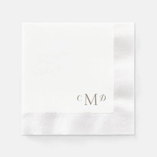 Wedding Gold Monogram White Coined Elegant Serviette (Vorderseite)