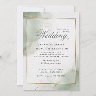 Wedding Gold Mute Sage Green Einladung