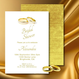 Wedding Gold Rings Elegantes Brautparty Einladung