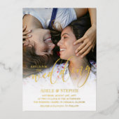 Wedding Gold Script Foto doppelseitig Folieneinladung (Vorderseite)