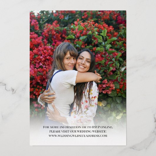 Wedding Gold Script Foto doppelseitig Folieneinladung (Rückseite)