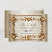 Wedding Gold Verziert Rectangle Dimond Blume Shiny Begleitkarte (Vorne/Hinten)