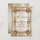 Wedding Gold Verziert Rectangle Dimond Blume Shiny Begleitkarte (Vorne/Hinten)