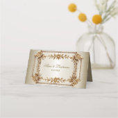 Wedding Gold Verziert Rectangle Dimond Blume Shiny Platzkarte (Rückseite)