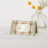 Wedding Gold Verziert Rectangle Dimond Blume Shiny Platzkarte (Vorderseite)
