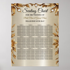 Wedding Gold Verziert Rectangle Dimond Blume Shiny Poster