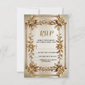 Wedding Gold Verziert Rectangle Dimond Blume Shiny RSVP Karte (Vorderseite)