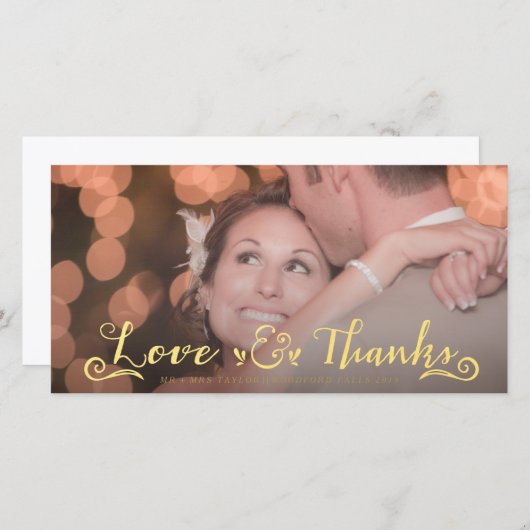 Wedding Gold Vielen Dank, dass Sie Foto Cards über Dankeskarte (Vorne/Hinten)