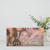 Wedding Gold Vielen Dank, dass Sie Foto Cards über Dankeskarte (Stehend Vorderseite)