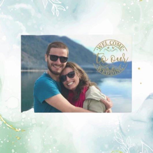 Wedding Gold Willkommenes Foto Modernes Relaxen Begleitkarte