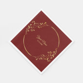 Wedding Golden Floral Geometric Wreath Red Party Serviette (Ecke)