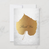 Wedding Golden Leaf Silver Vielen Dank Einladung (Vorderseite)
