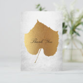 Wedding Golden Leaf Silver Vielen Dank Einladung (Stehend Vorderseite)