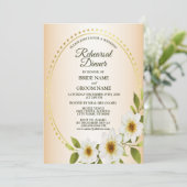 Wedding Golden White Floral Peach Rehearsal Dinner Einladung (Stehend Vorderseite)